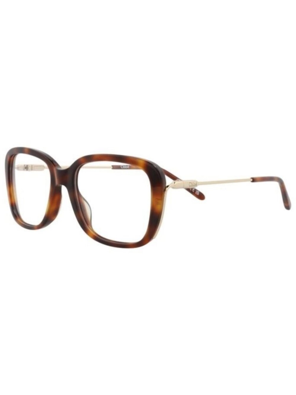 New Chloé Womens Square/Rectangle Havana Gold Transparent Fashion Designer Eyegl